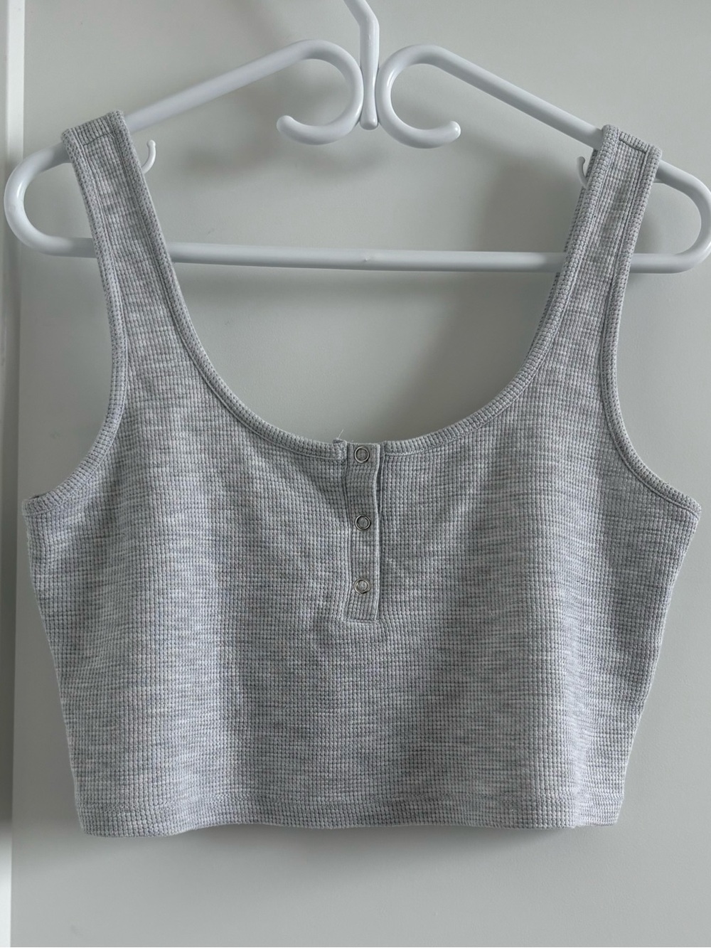Dynamite Light Gray Waffle Knit Crop Tank